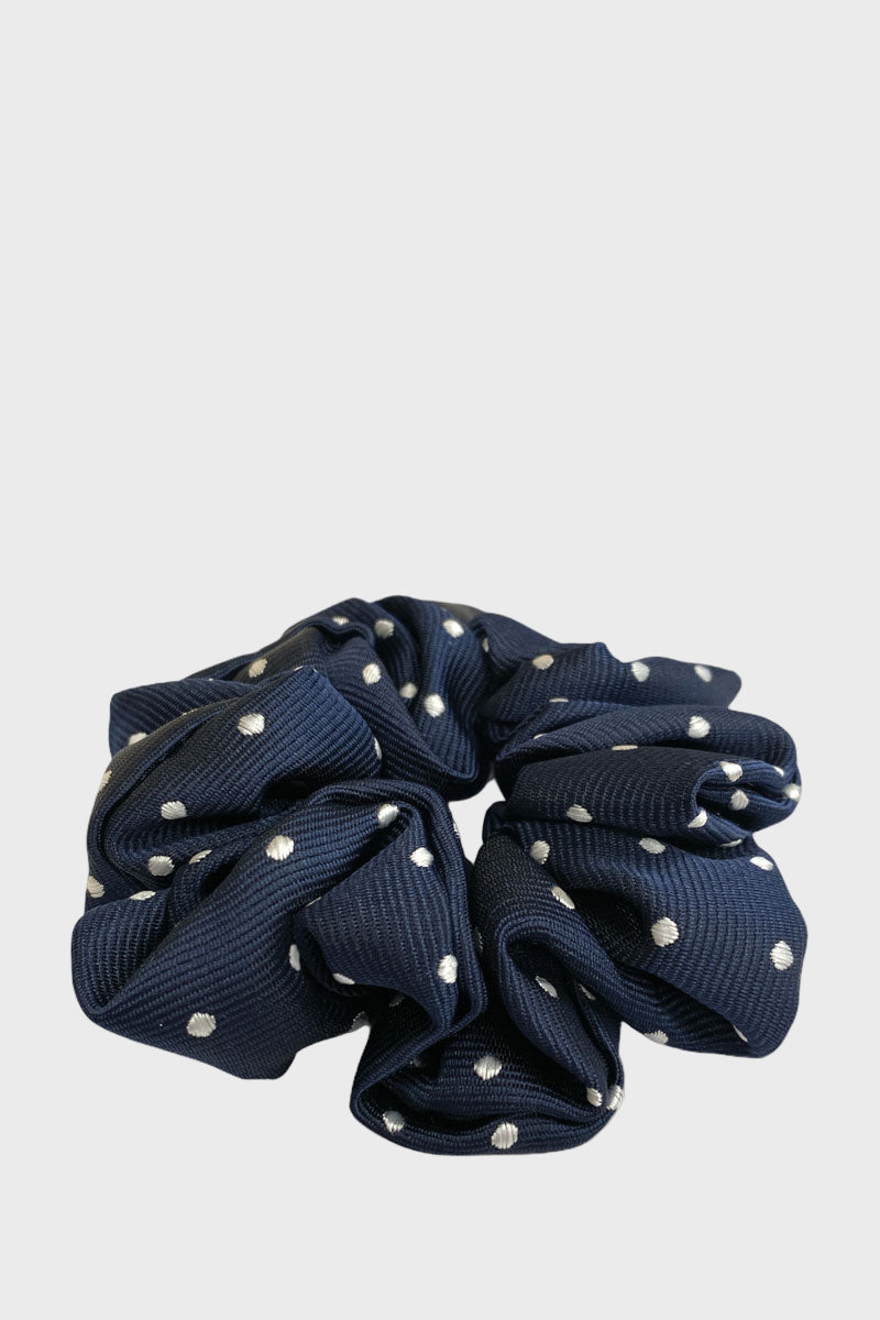 Equetech Polka Dot Hair Scrunchie Navy/White
