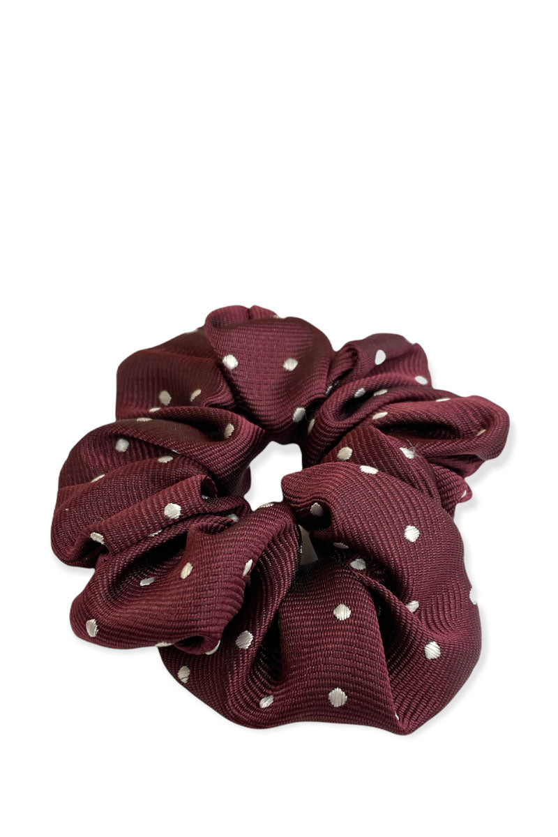 Equetech Polka Dot Hair Scrunchie Marron/White