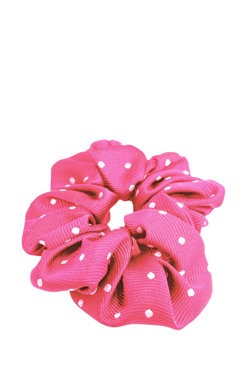 Equetech Polka Dot Hair Scrunchie Fucshia/White 