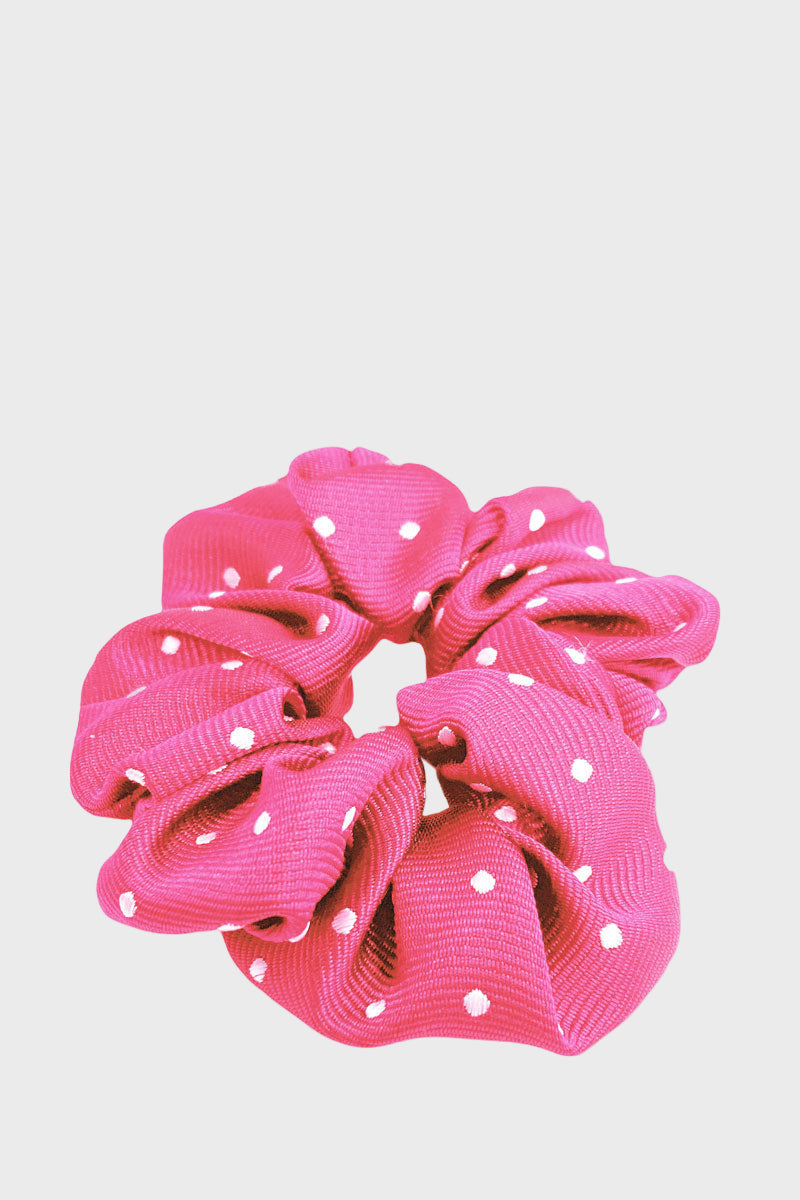 Equetech Polka Dot Hair Scrunchie Fucshia/White 