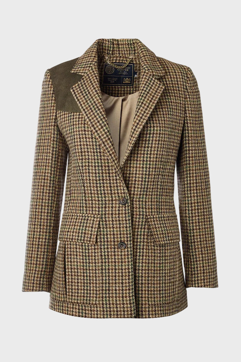 Holland Cooper Single Breasted Field Blazer Hailes Green Tweed