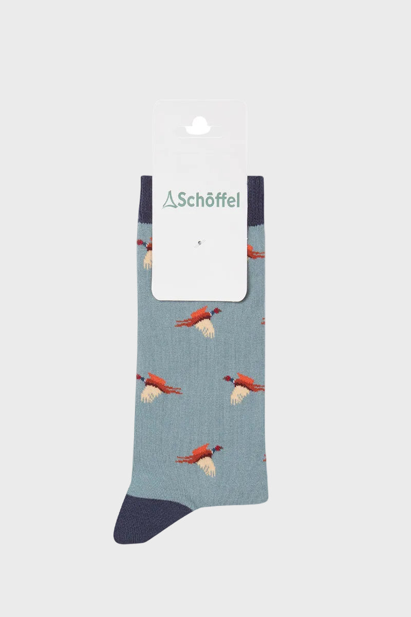 Schoffel Single Cotton Sock Sterling Blue Pheasant