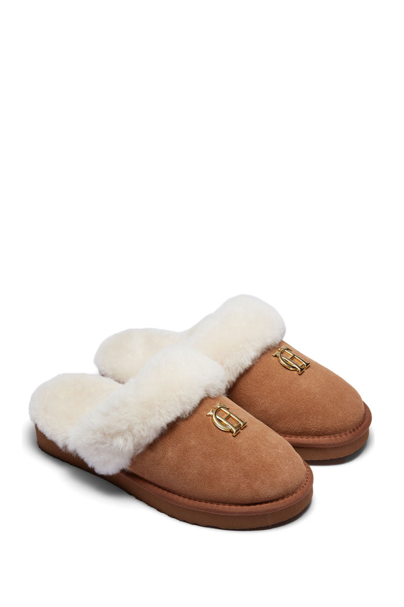 Holland Cooper Shearling Slipper Tan