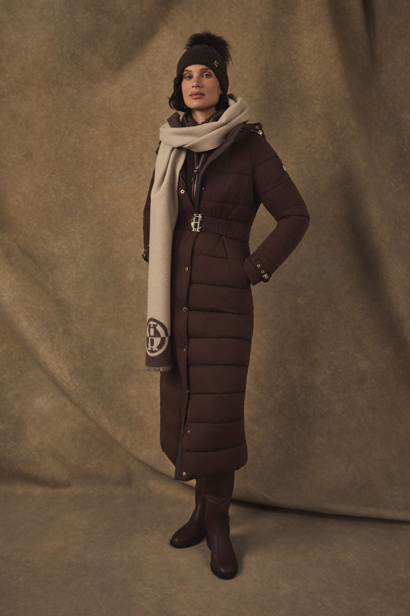 Holland Cooper Sloane Cable Bobble Hat Chocolate 