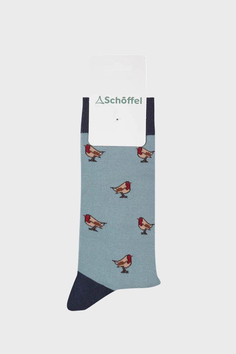 Schōffel Men's Single Cotton Sock Sterling Blue Robin 