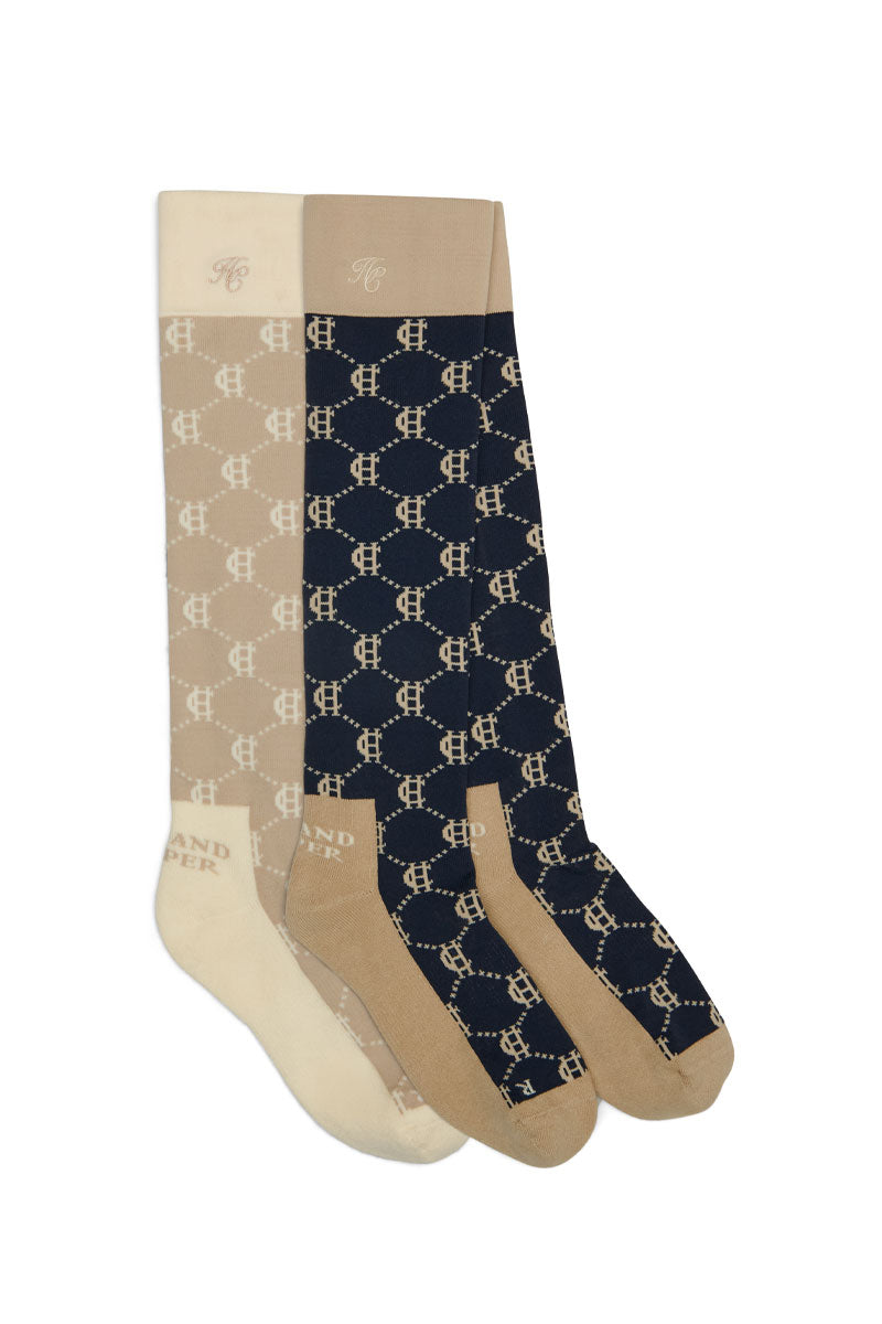 Holland Cooper Riding Sock 2 Pack Navy Stone 
