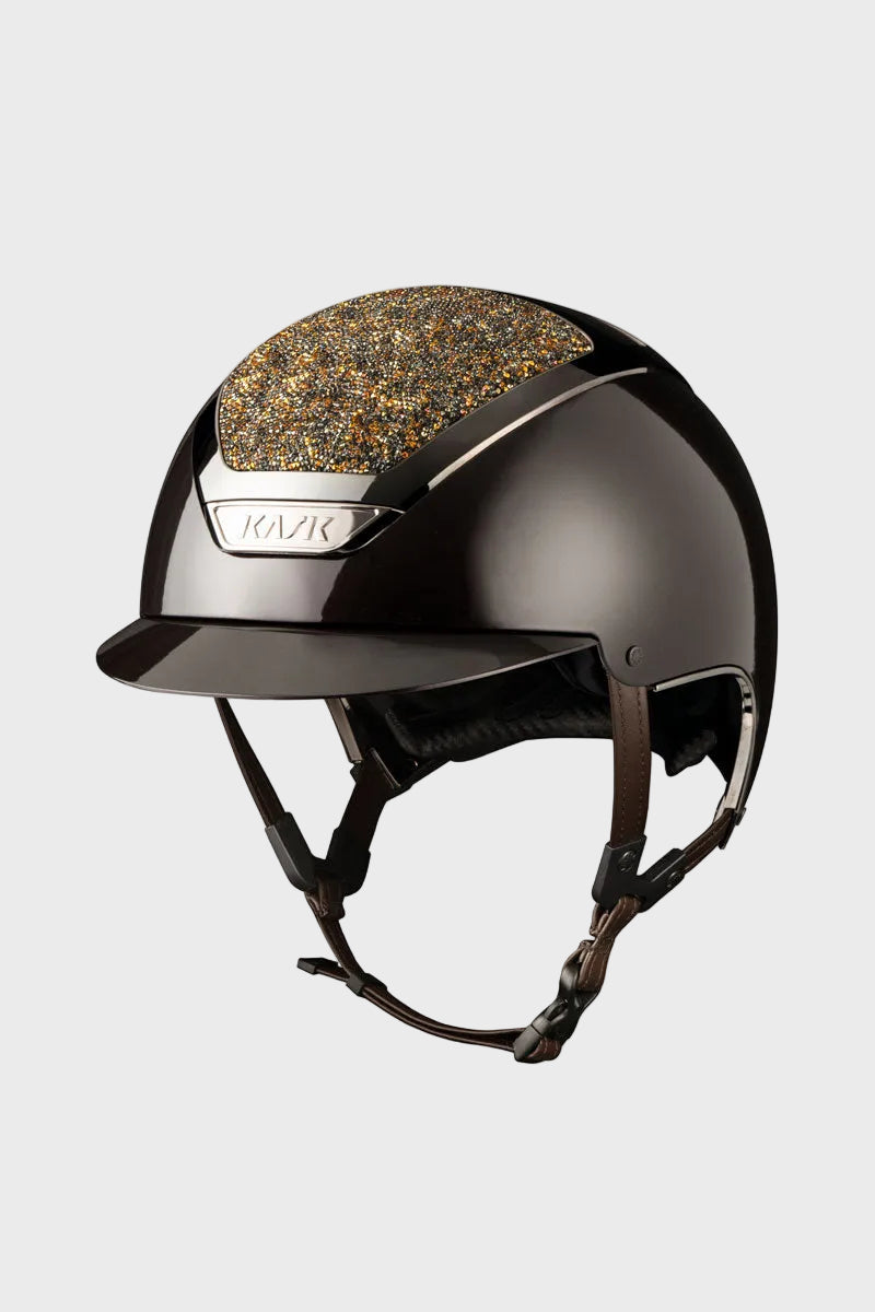 KASK Star Lady Pure Shine II Crystal Midnight Mixture Espresso Brown with Brown Frame with Gold Dune