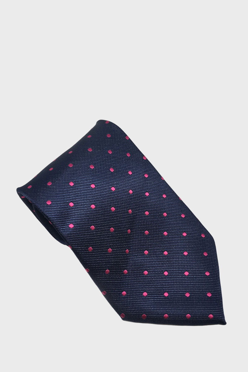 Equetech Junior Polka Dot Show Tie Bottle Navy/Cerise