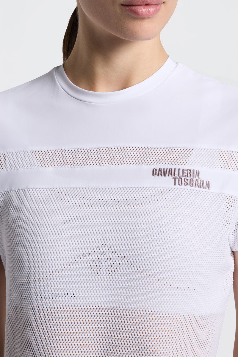 Cavalleria Toscana Perforated T-Shirt with Inserts White 
