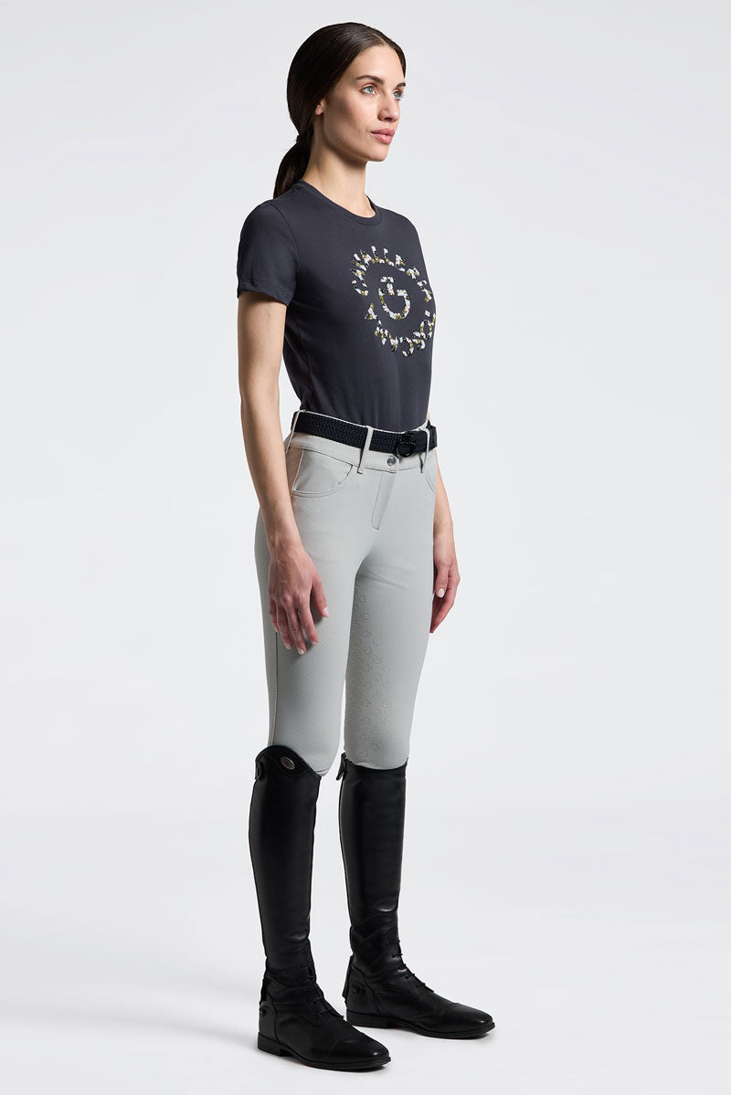 Cavalleria Toscana Floral Embroidery T-Shirt Charcoal