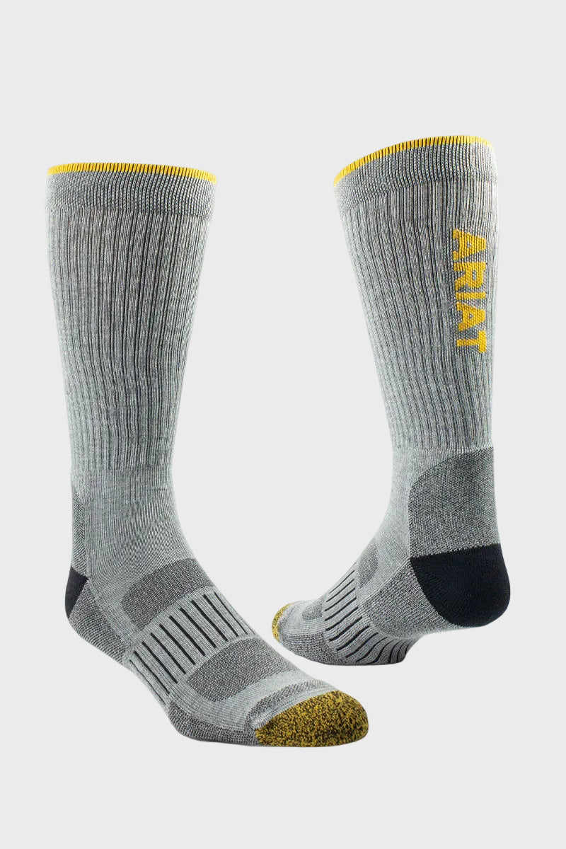 Ariat High Performance Tek Work Sock (2 Pack) Grey