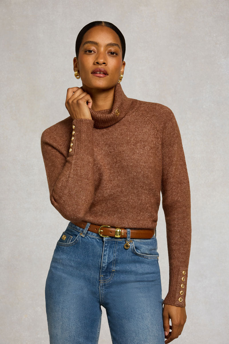 Holland Cooper Tori Roll Neck Knit Latte