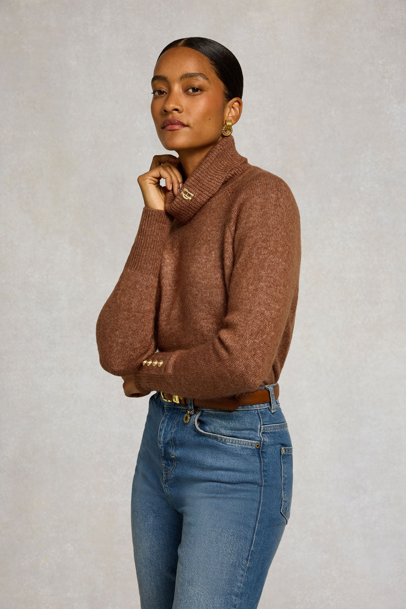 Holland Cooper Tori Roll Neck Knit Latte