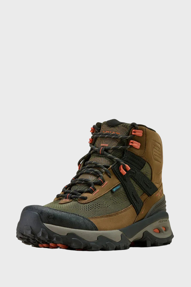 Ariat Men's Traverse Mid Waterproof Hiking Boot Brown Bark/Evergreen