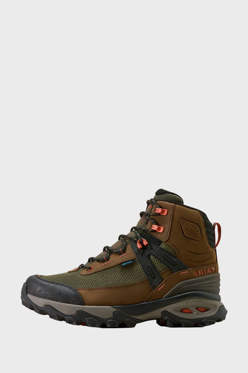 Ariat Men's Traverse Mid Waterproof Hiking Boot Brown Bark/Evergreen