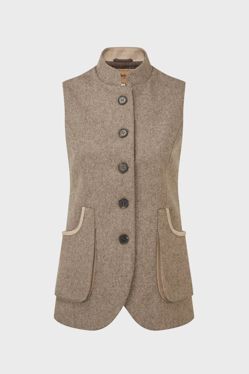 Schoffel Pennan Tweed Waistcoat Cobblestone Herringbone Tweed