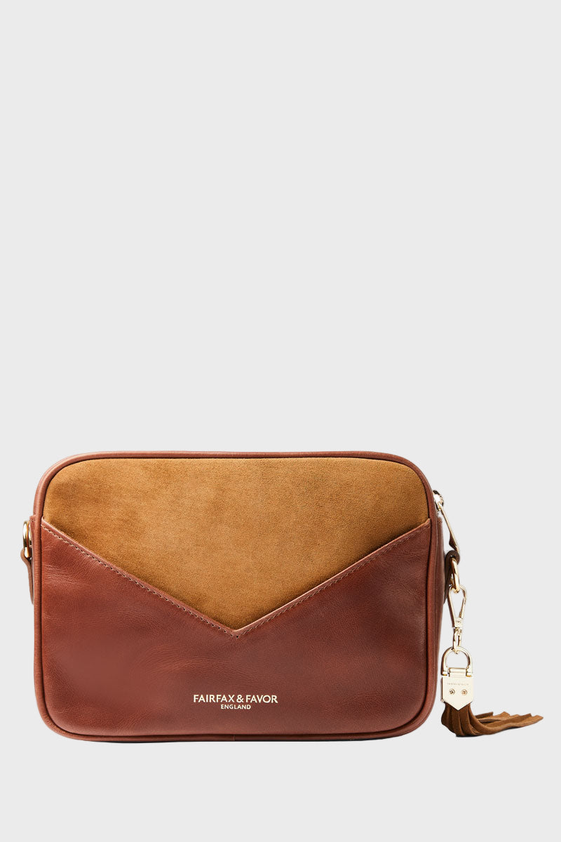 Fairfax & Favor Finsbury Crossbody Bag Tan Suede