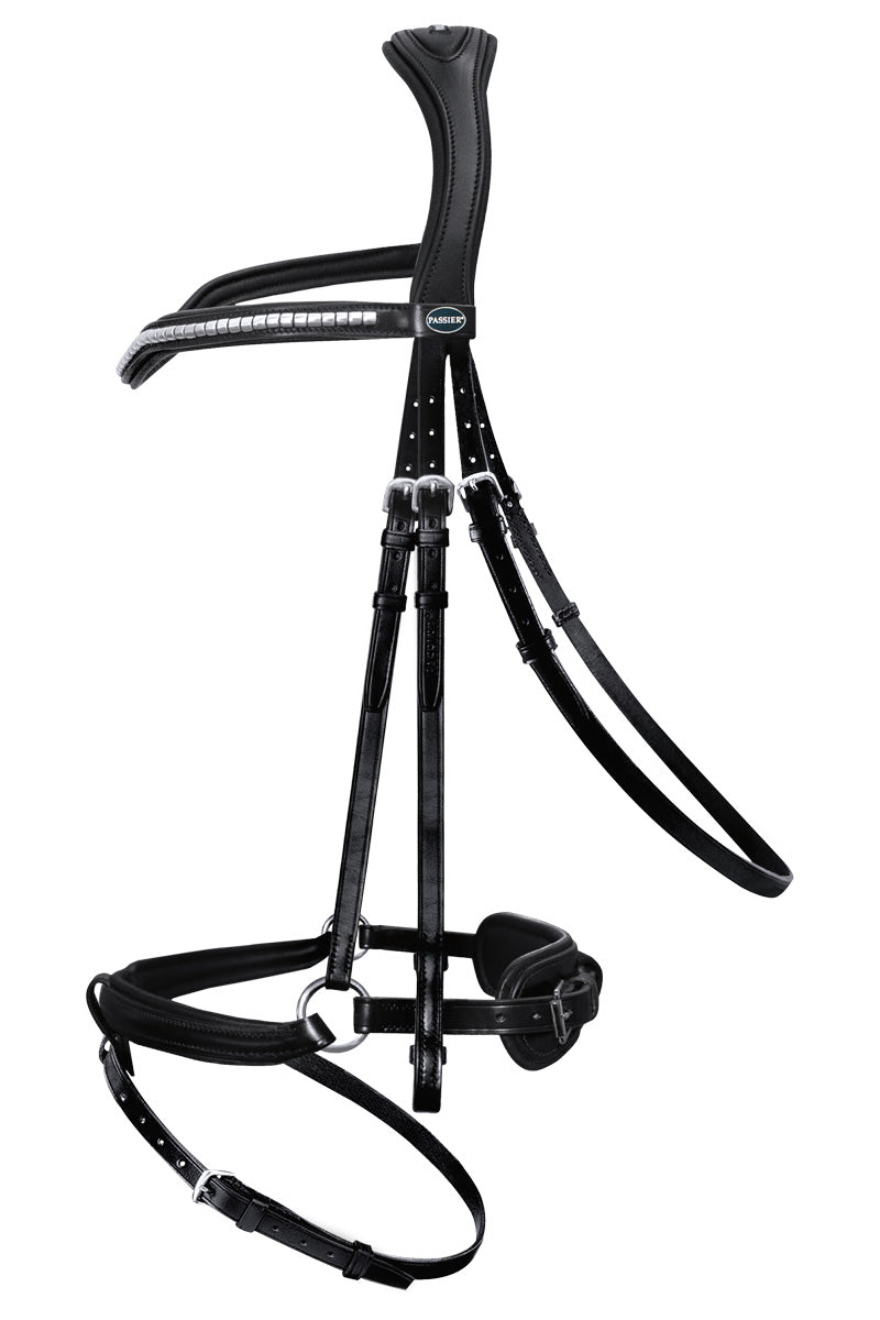 Passier Balance Snaffle Bridle with Stainless Steel Fittings and Rubber Reins Black