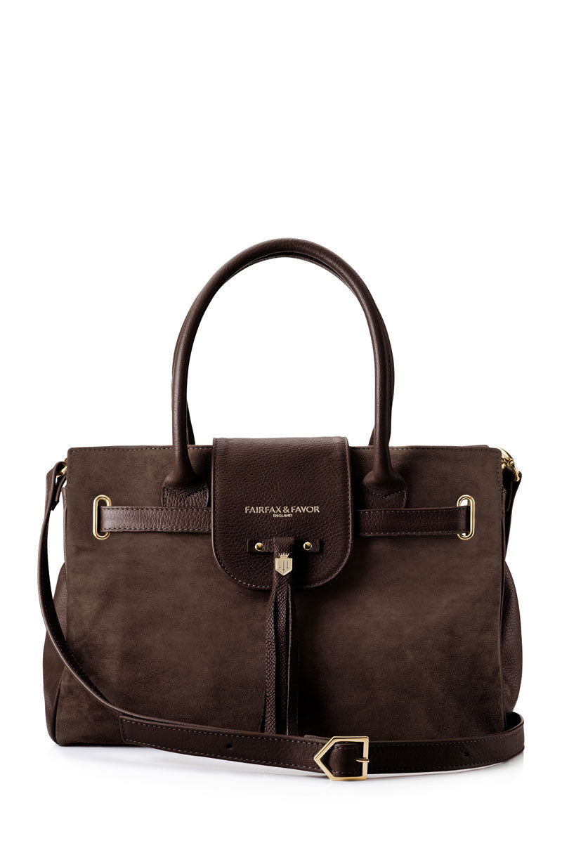 Fairfax & Favor Windsor Handbag Chocolate Suede