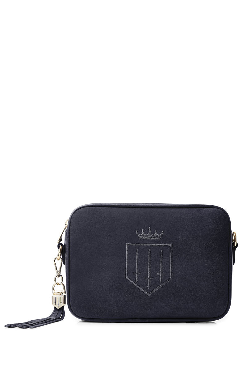 Fairfax & Favor Finsbury Crossbody Bag Navy Suede