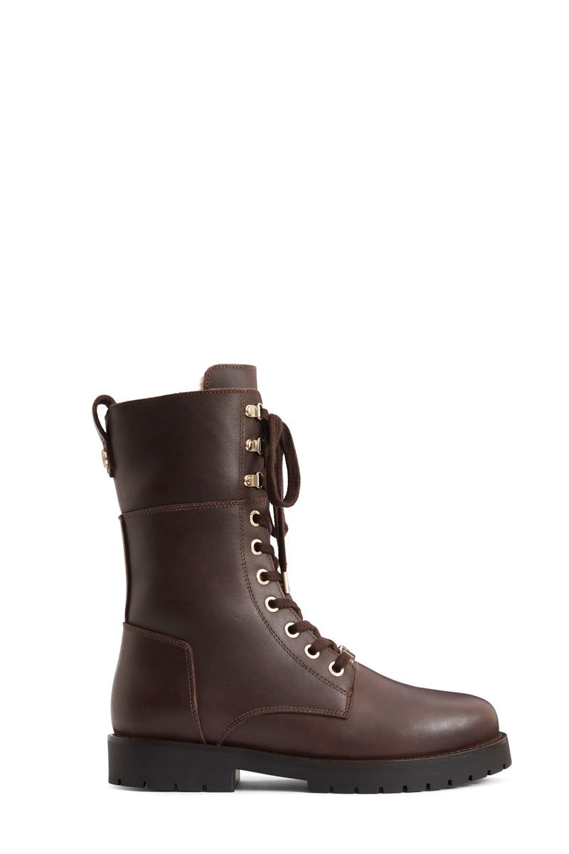 Fairfax & Favor Anglesey Combat Boot Mahogany Leather