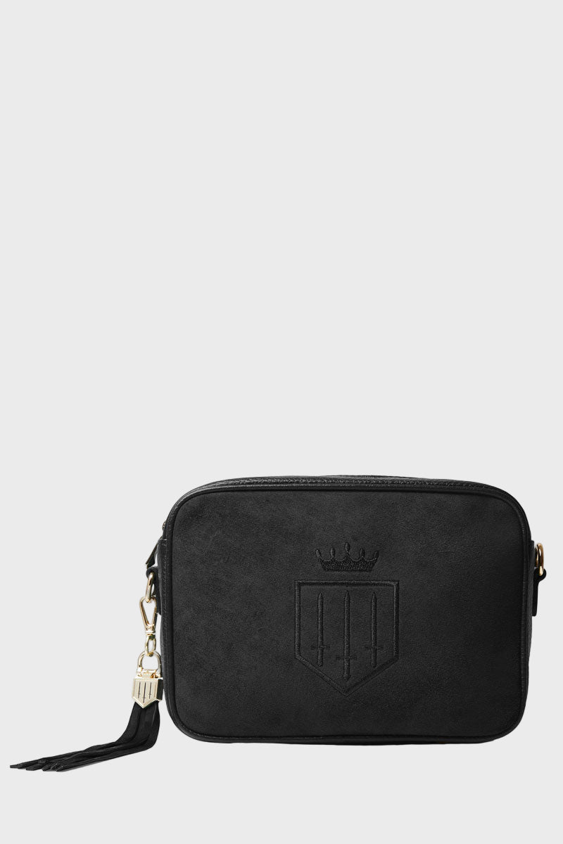 Fairfax & Favor Finsbury Crossbody Bag Black Suede