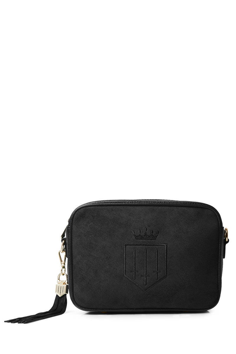 Fairfax & Favor Finsbury Crossbody Bag Black Suede