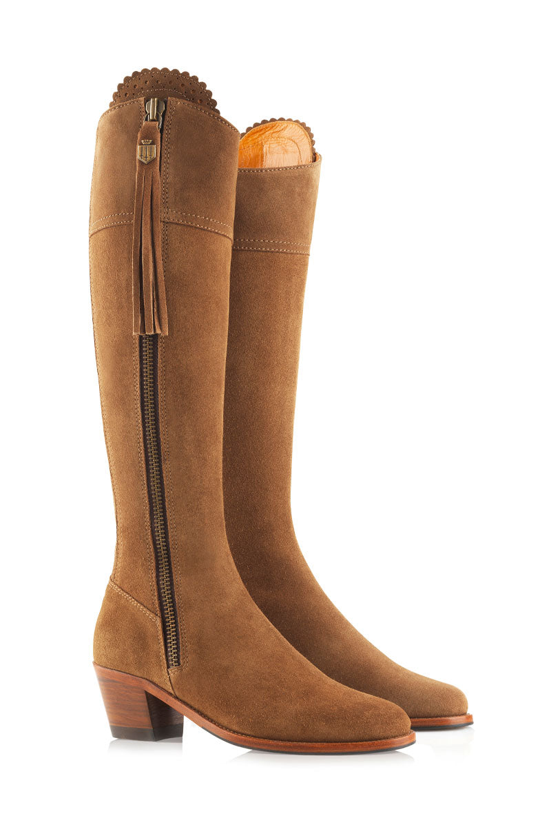 Fairfax & Favor Heeled Regina Boot Narrow Fit Tan Suede