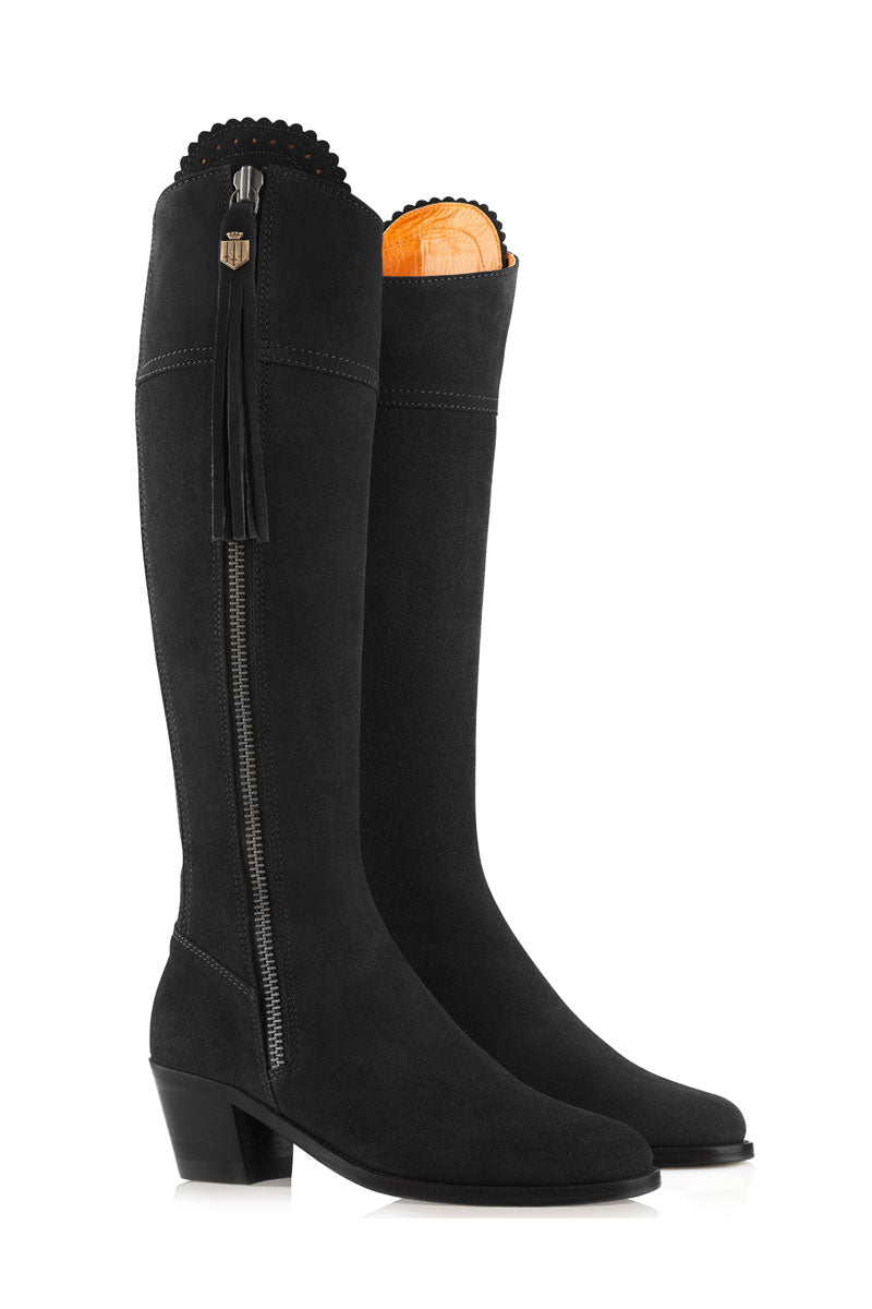 Fairfax & Favor Heeled Regina Boot Regular Fit Black Suede