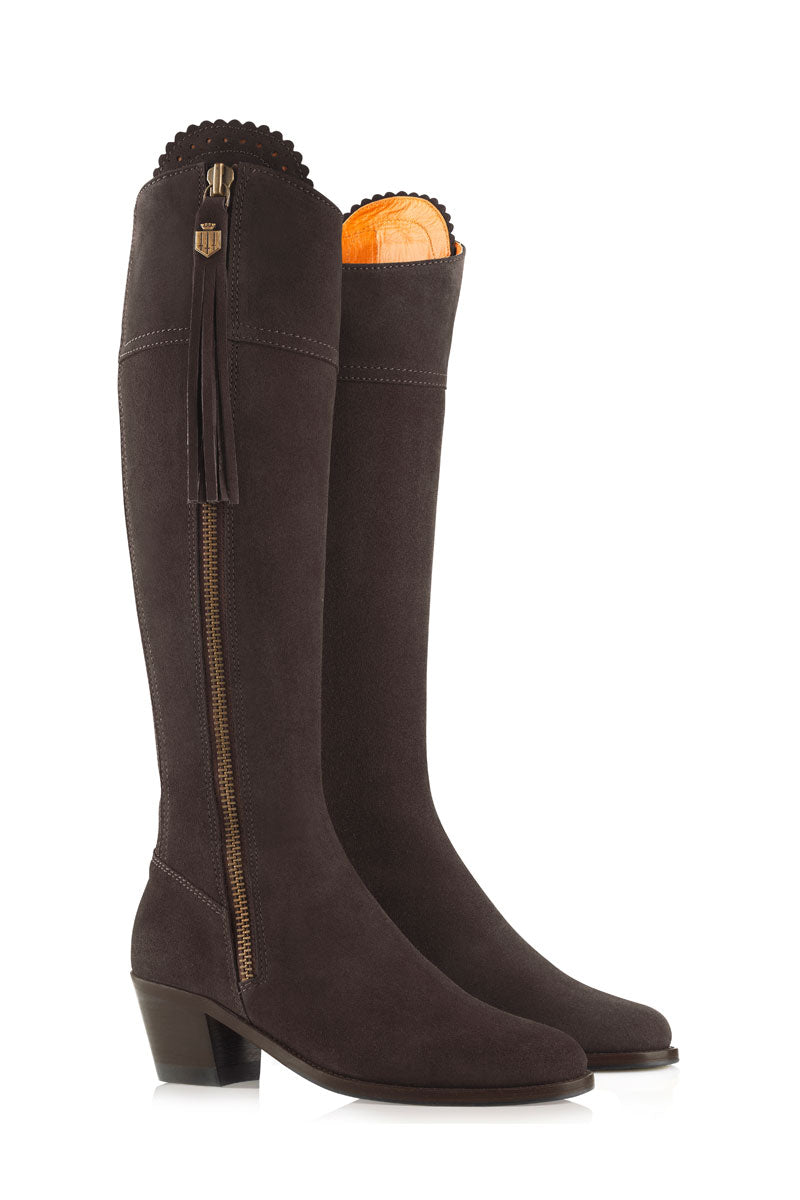 Fairfax & Favor Heeled Regina Boot Regular Fit Chocolate Suede