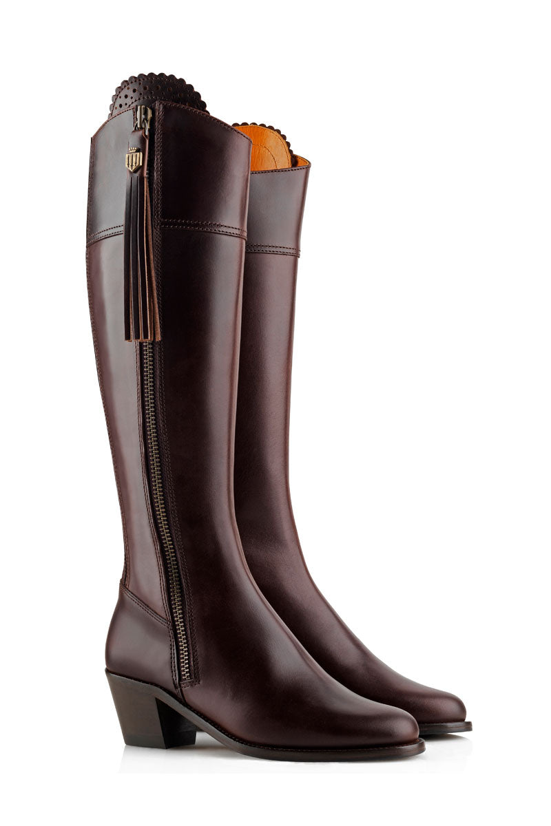Fairfax & Favor Heeled Regina Boot Regular Fit Mahogany Leather