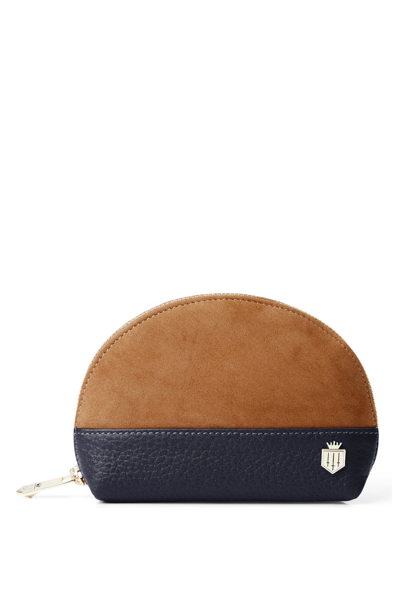 Fairfax & Favor Chiltern Coin Purse Tan & Navy Suede