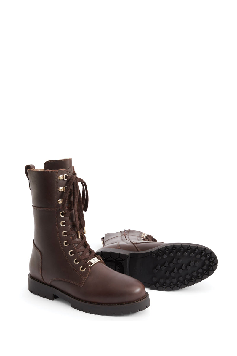 Fairfax & Favor Anglesey Combat Boot Mahogany Leather