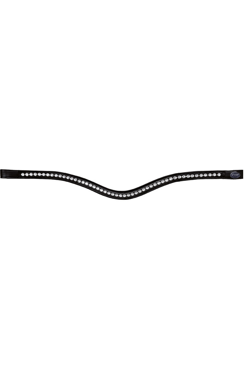 Passier Waved Browband in Black Leather with Big Crystals