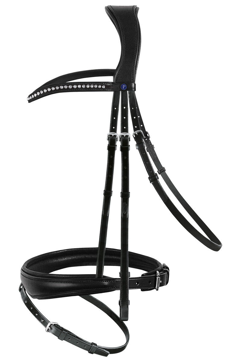 PassierBlu Spirit Snaffle Bridle with Stainless Steel Fittings and Web Reins Black