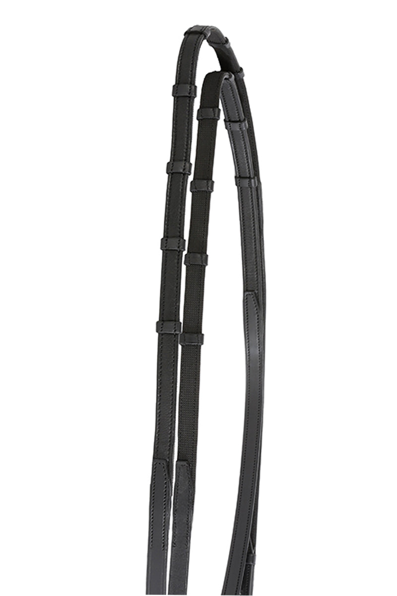 Antares Signature Dressage Soft Grip Reins 5/8" with Loops Black