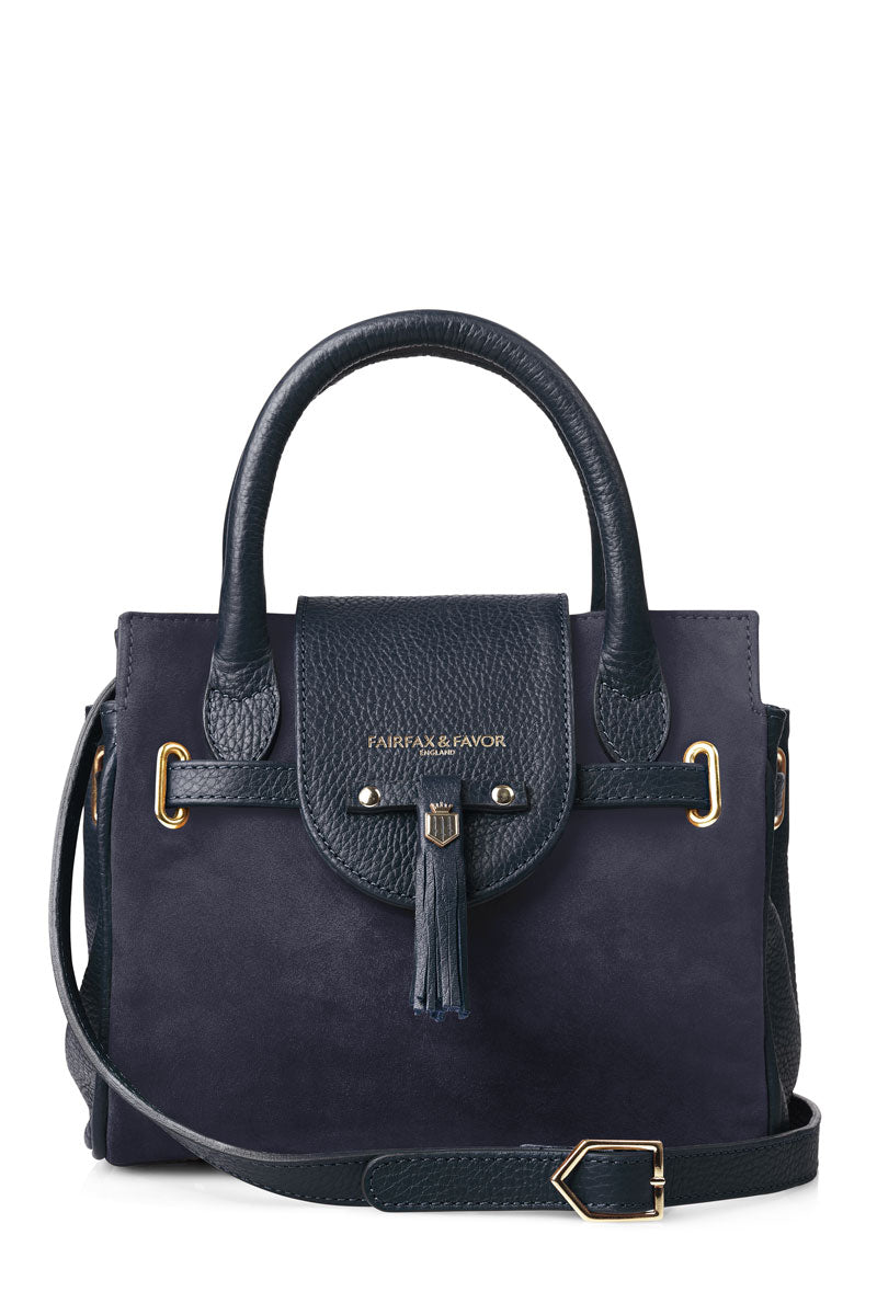 Fairfax & Favor Mini Windsor Handbag Navy Suede