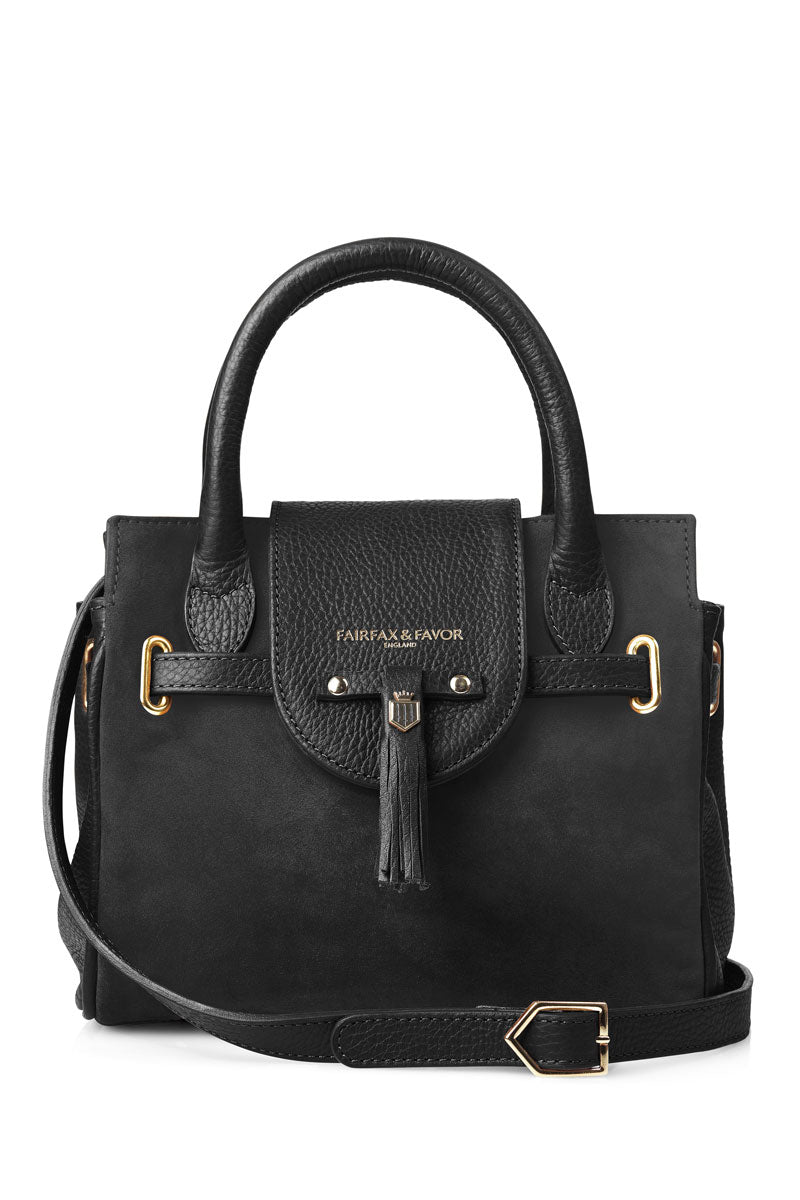 Fairfax & Favor Mini Windsor Handbag Black Suede