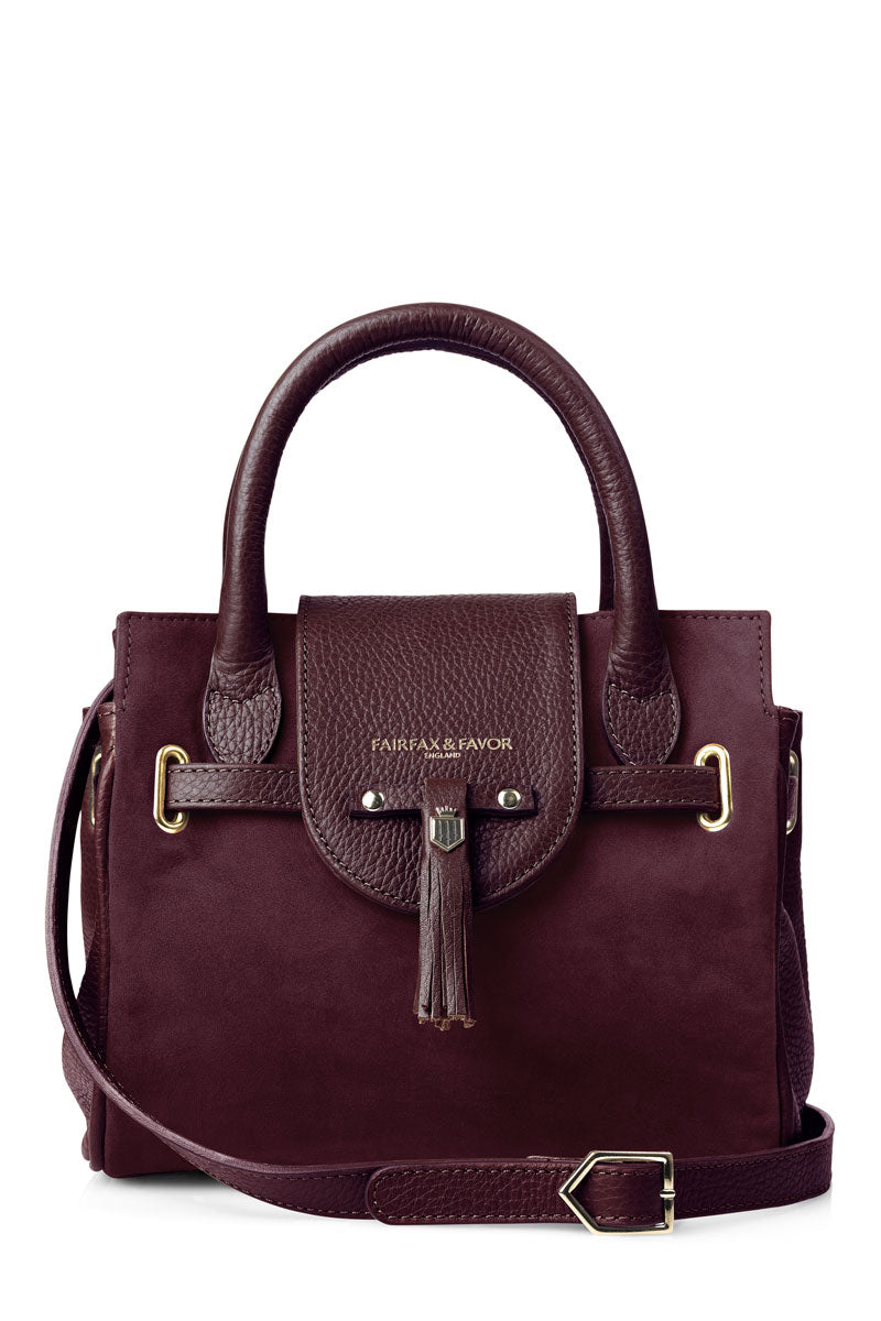 Fairfax & Favor Mini Windsor Handbag Plum Suede
