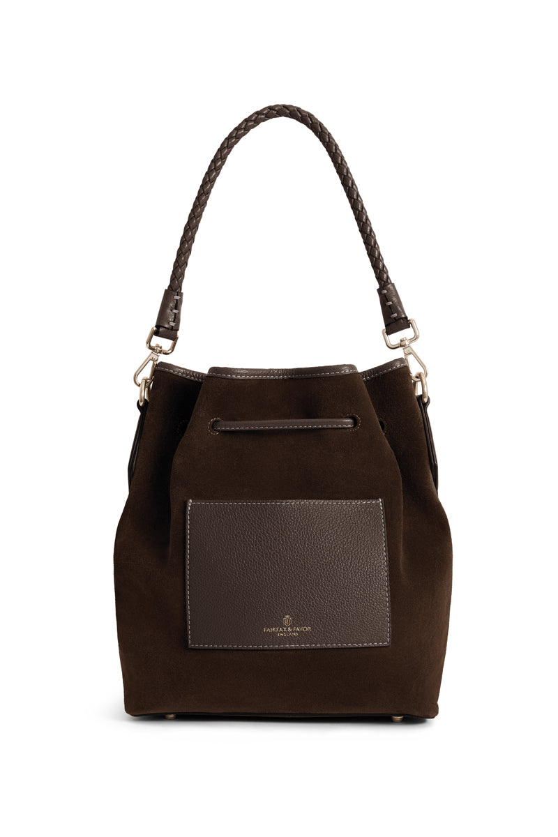 Fairfax & Favor Bibury Bucket Bag Chocolate Suede 