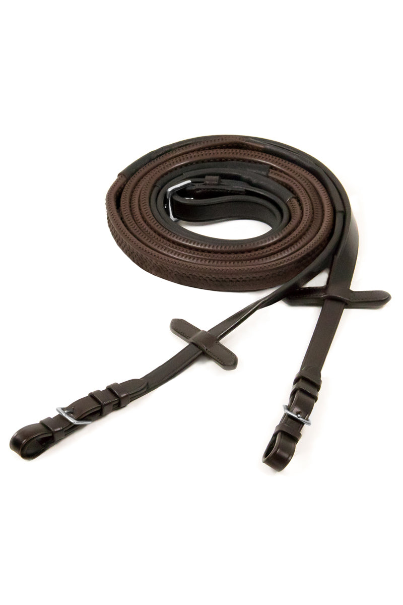 Schockemohle Rubber Reins Dark Brown/Silver