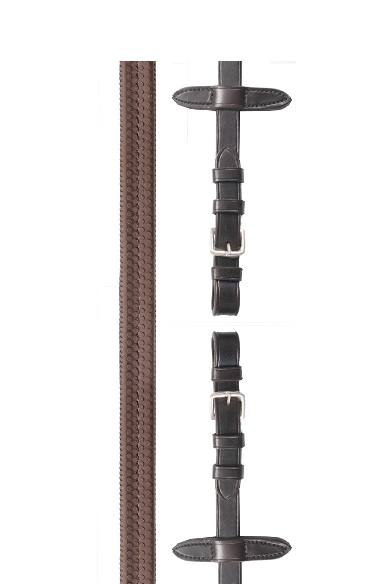 Schockemohle Rubber Reins Dark Brown/Silver