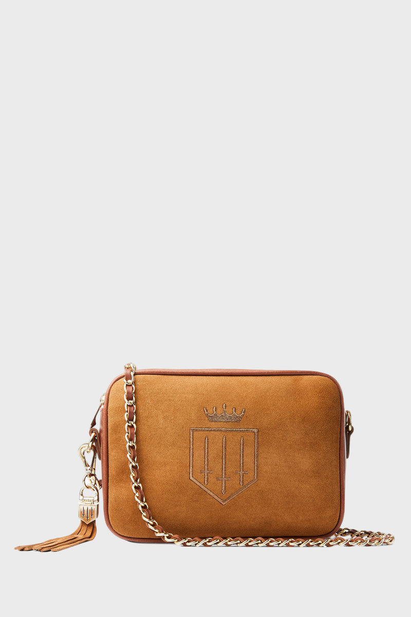 Fairfax & Favor Finsbury Crossbody Bag Tan Suede