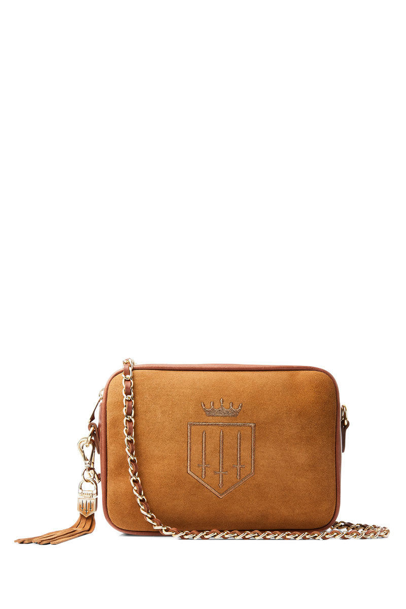 Fairfax & Favor Finsbury Crossbody Bag Tan Suede