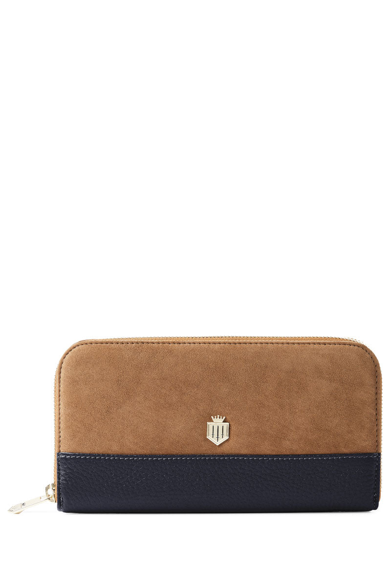 Fairfax & Favor Salisbury Purse Tan/Navy Suede