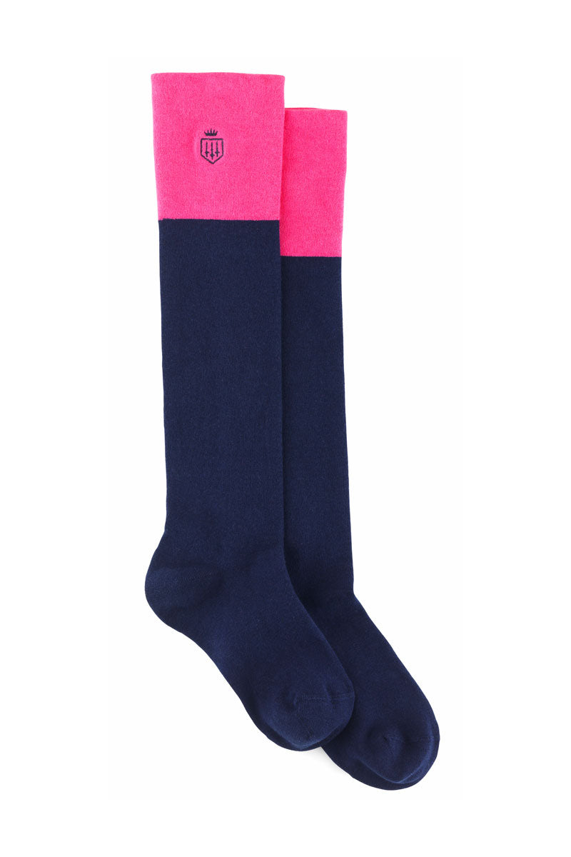 Fairfax & Favor Signature Knee High Socks Navy/Hot Pink 