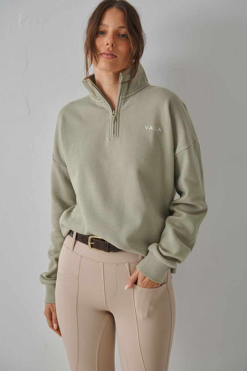 VALA Olsen 1/4 Zip Fleece Eucalypt 