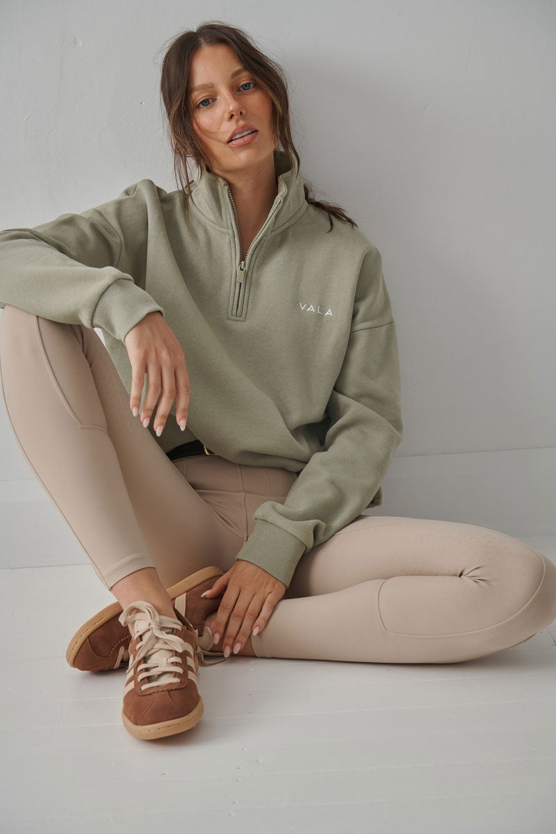 VALA Olsen 1/4 Zip Fleece Eucalypt 
