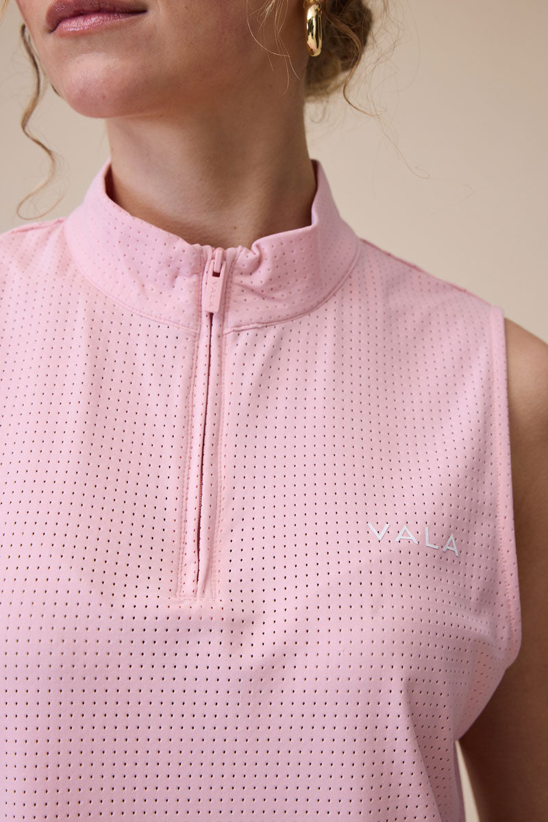 VALA Elsa Mesh S/Less Zip Pastel Pink 