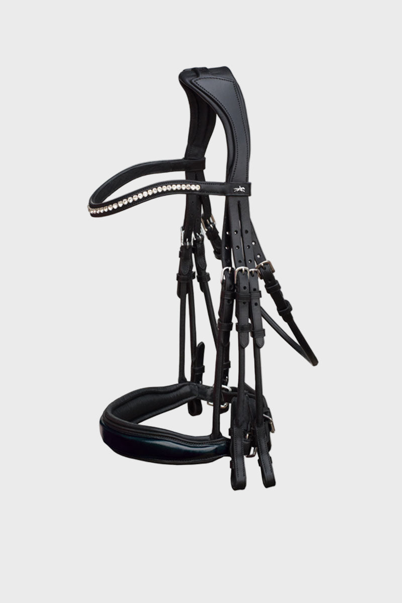 Schockemohle Venice Double Bridle Black/Patent/Silver
